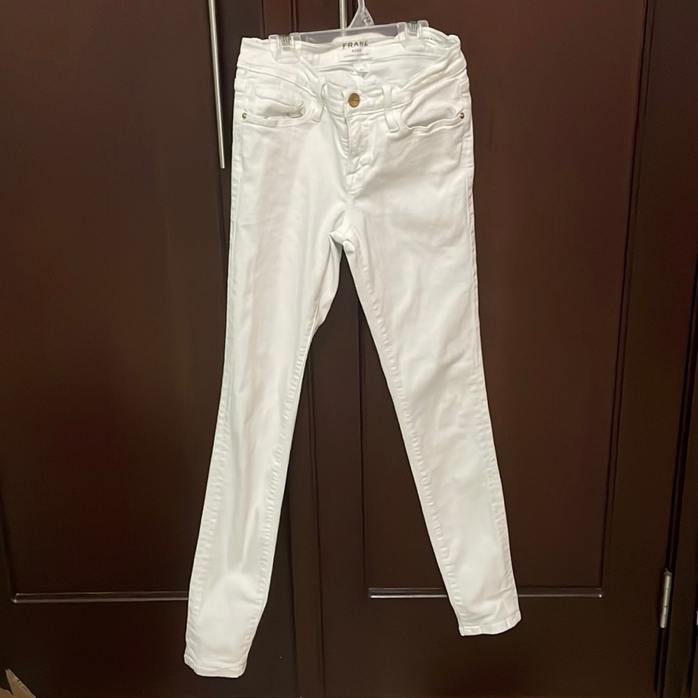 Skinny white frame denim jeans
